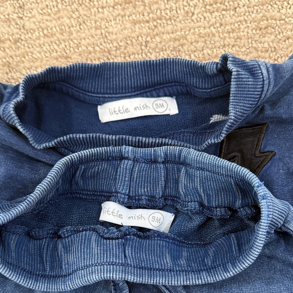 Little Mish Blue Baby Boy Sweatshirt and Pants Set (9 Months) - Picture 2 of 5